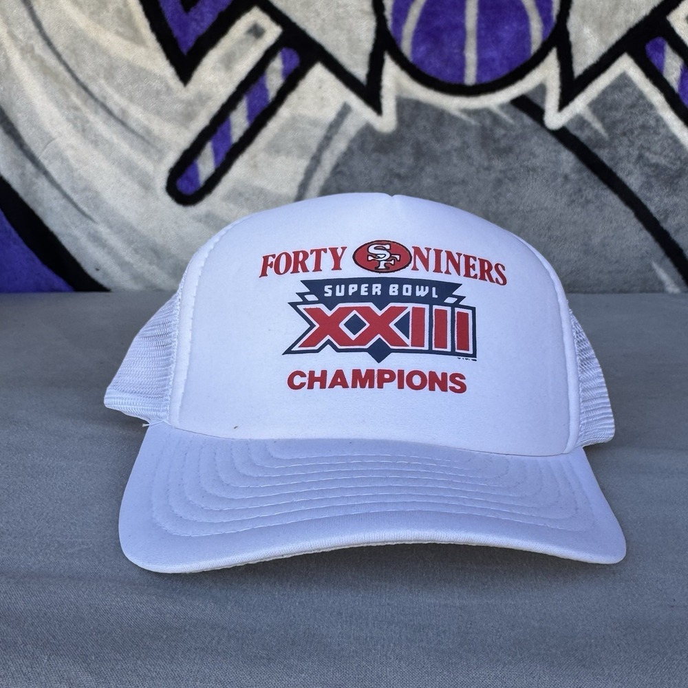 Vintage San Francisco 49ers 1989 Super Bowl XXXIII Mesh Trucker Hat Cap SnapBack